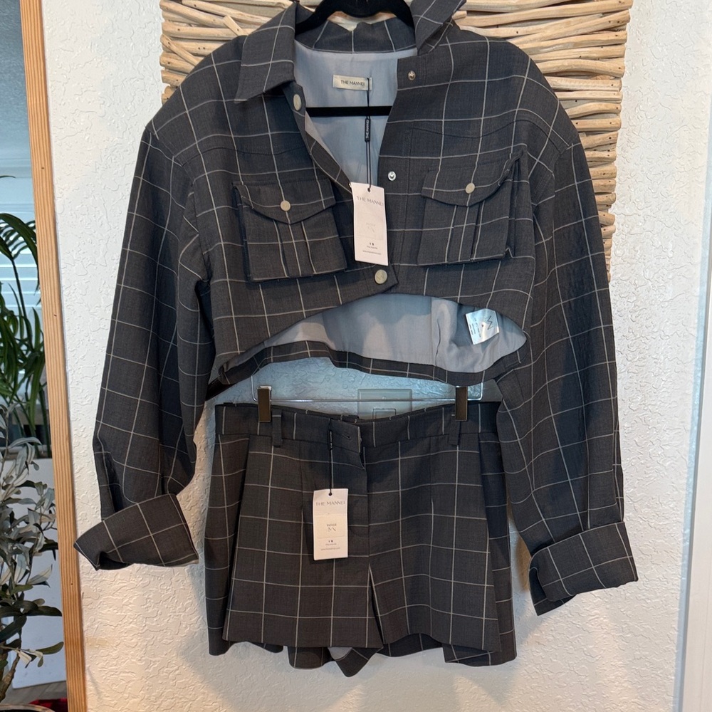 Plaid Cropped Jacket and Skirt Set